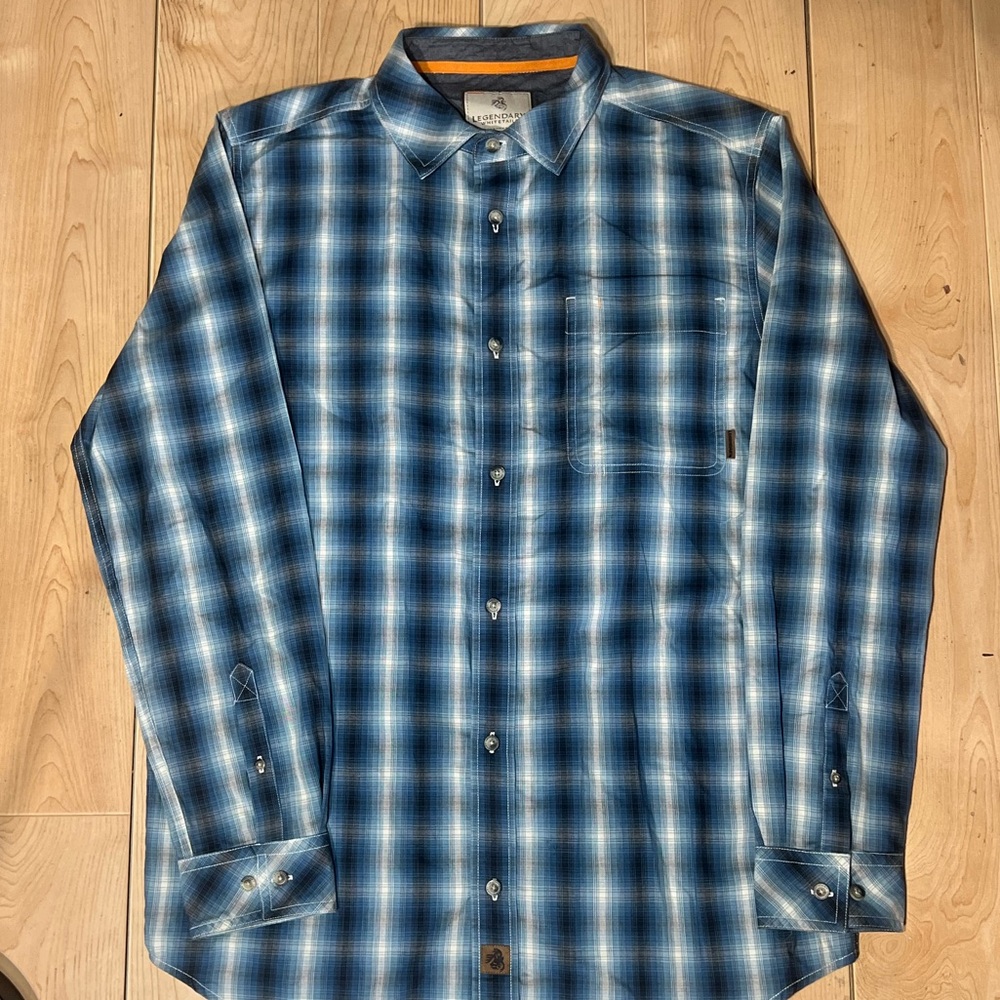 Legendary Whitetails Men's Blue Plaid Button Down Shirt